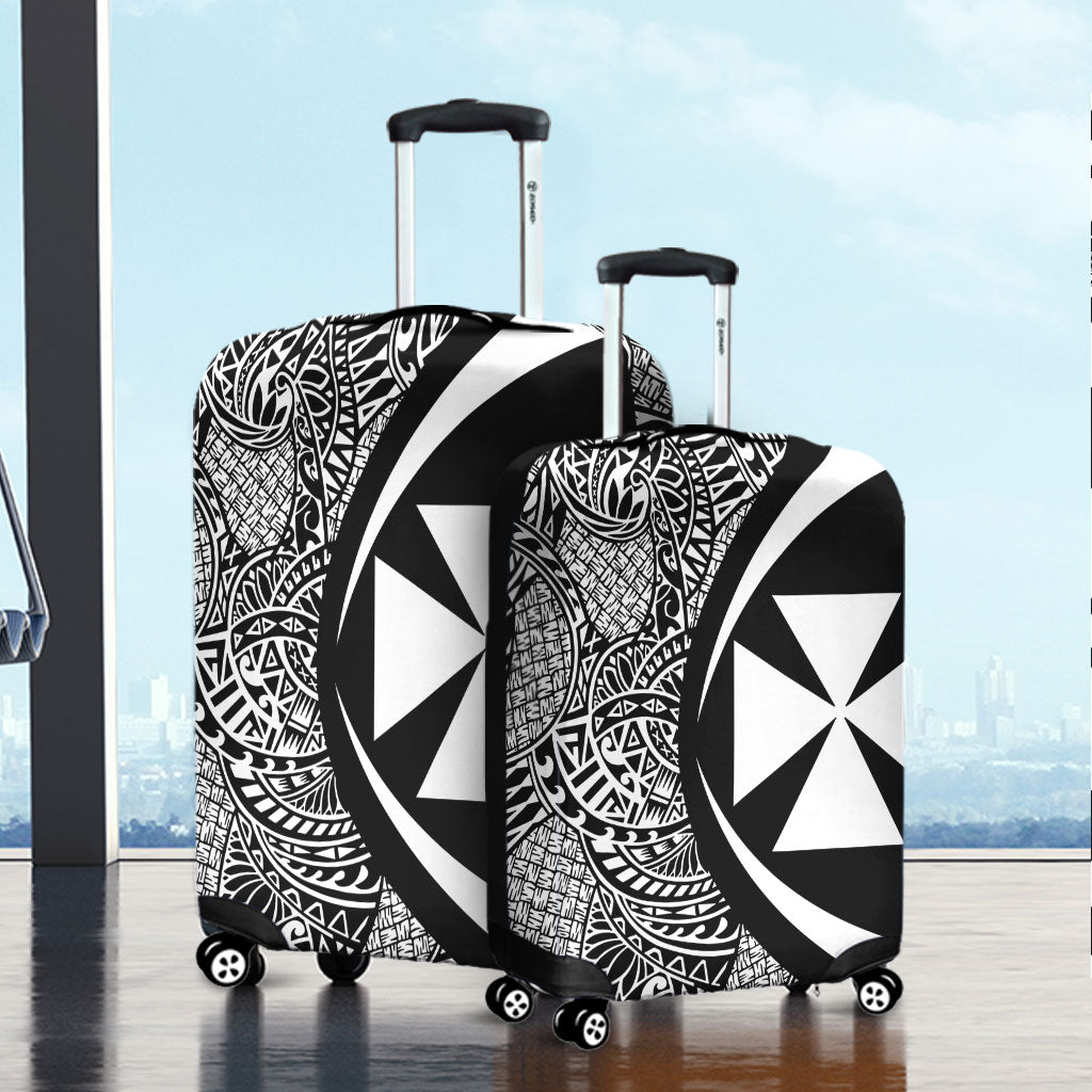 Wallis And Futuna Luggage Cover Lauhala White Circle Style