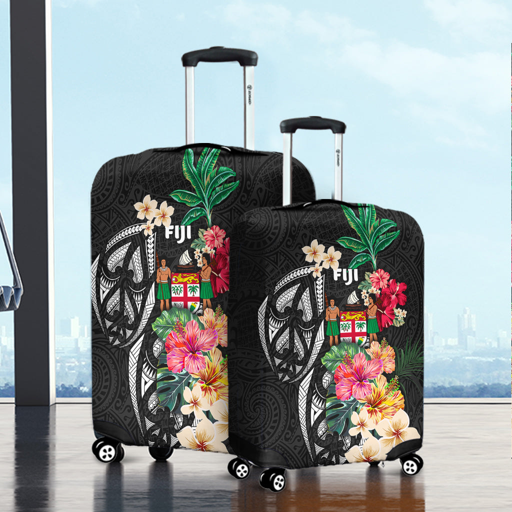 Fiji Luggage Cover Coat Of Arms Polynesian With Hibiscus