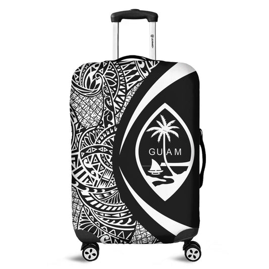 Guam Luggage Cover Lauhala White Circle Style