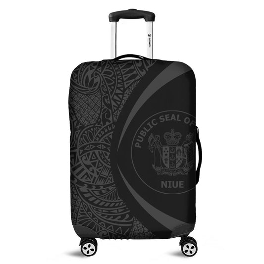 Niue Luggage Cover Lauhala Gray Circle Style