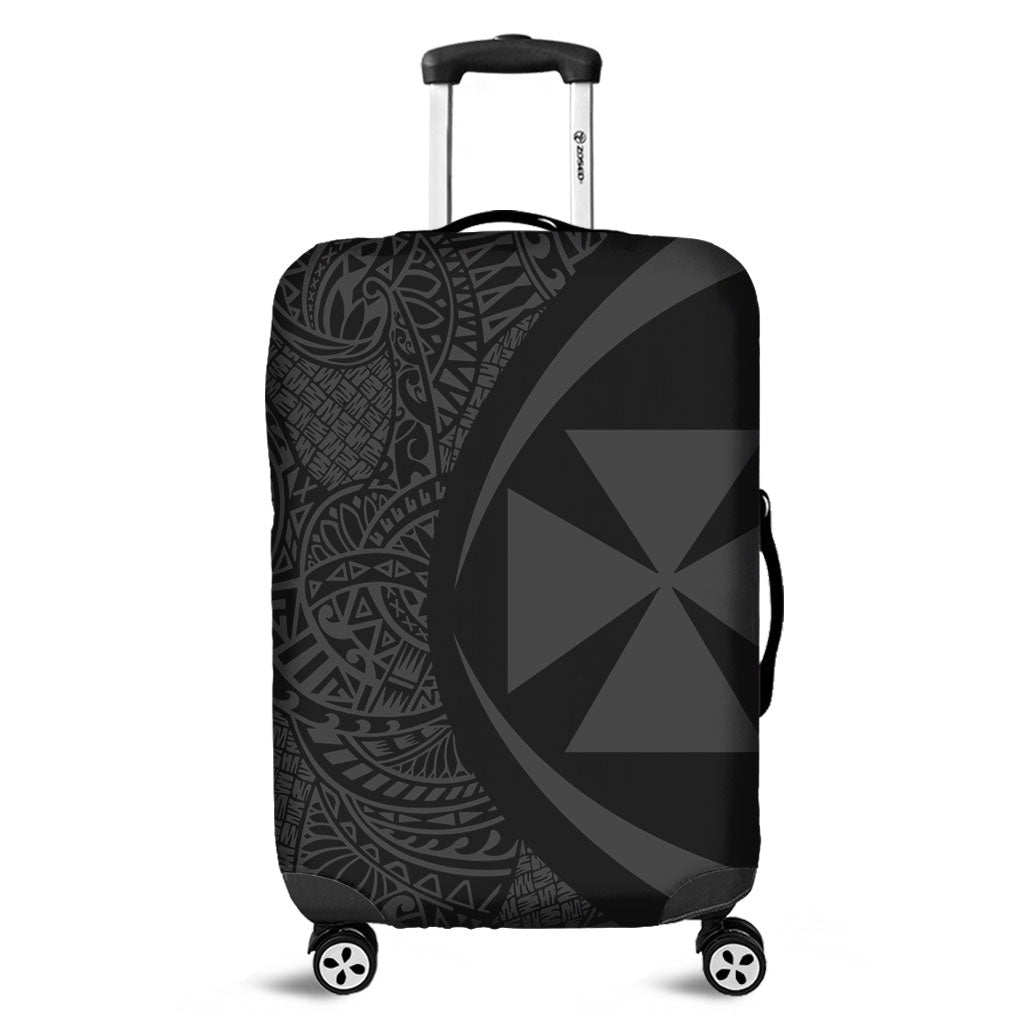 Wallis And Futuna Luggage Cover Lauhala Gray Circle Style