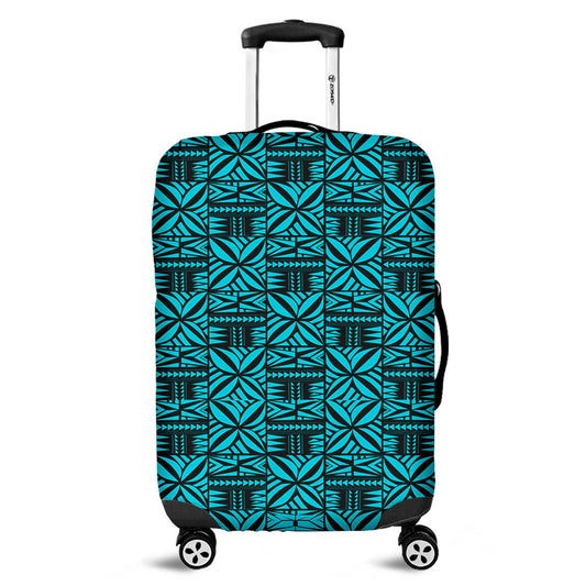 Samoa Luggage Cover Design Stretch Print Fabric Turquoise