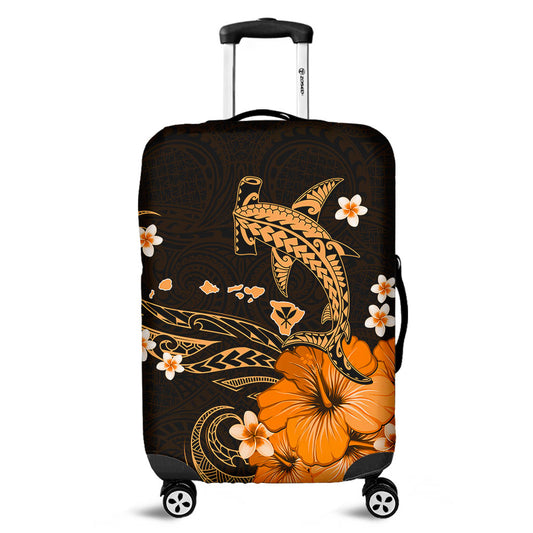 Hawaii Luggage Cover Kanaka Map And Shark Tribal Tattoo