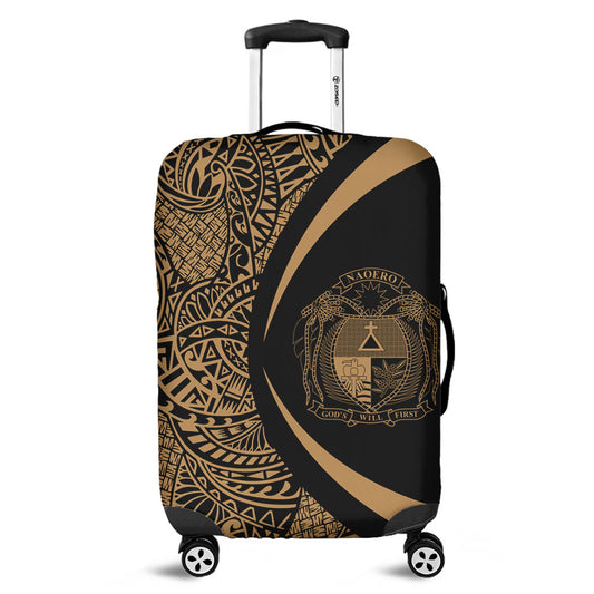 Nauru Luggage Cover Lauhala Gold Circle Style