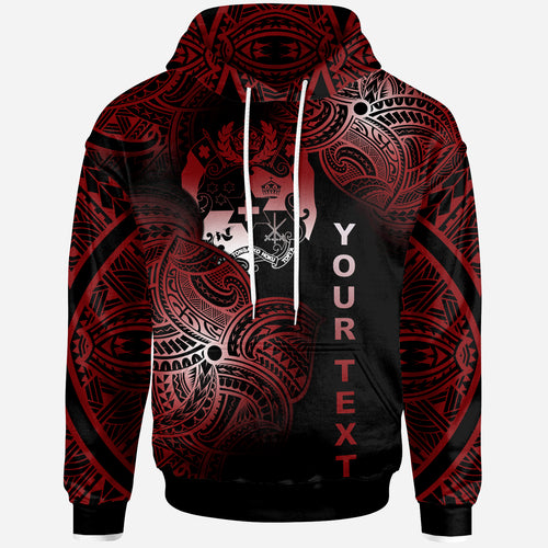 Tonga Polynesia Custom Personalized Hoodie - Tonga Tribal Flower Red