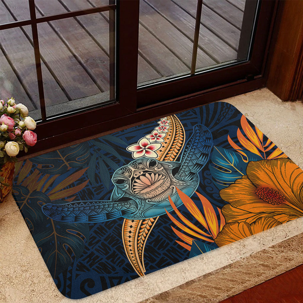 Hawaii Door Mat Turtle Design With Hibiscus Tropical Style