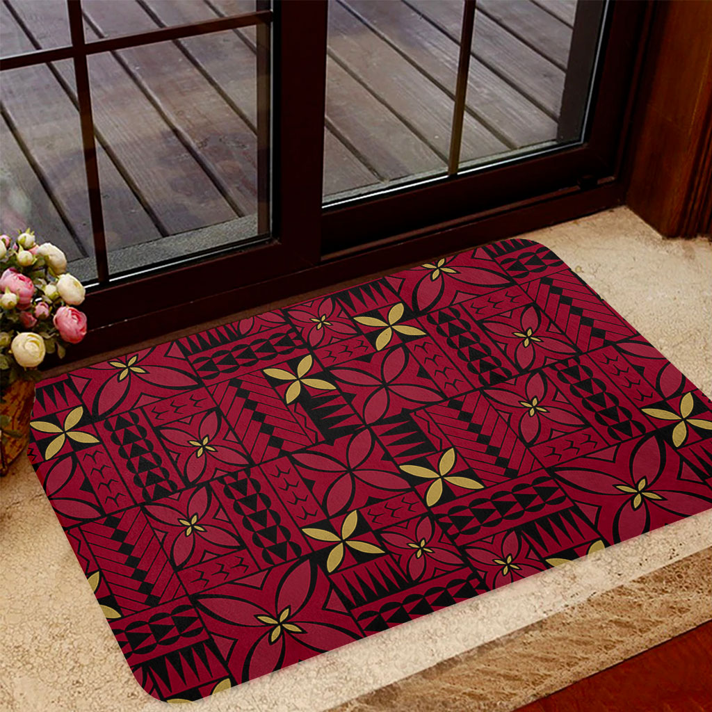 Samoa Door Mat Siapo Design Tribal Pattern Red