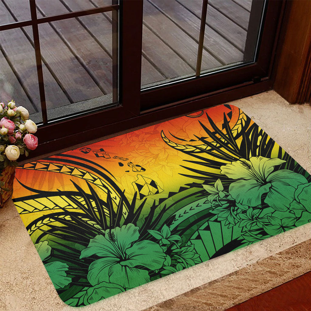 Hawaii Door Mat Map Polynesian Tattoo Tropical Summer
