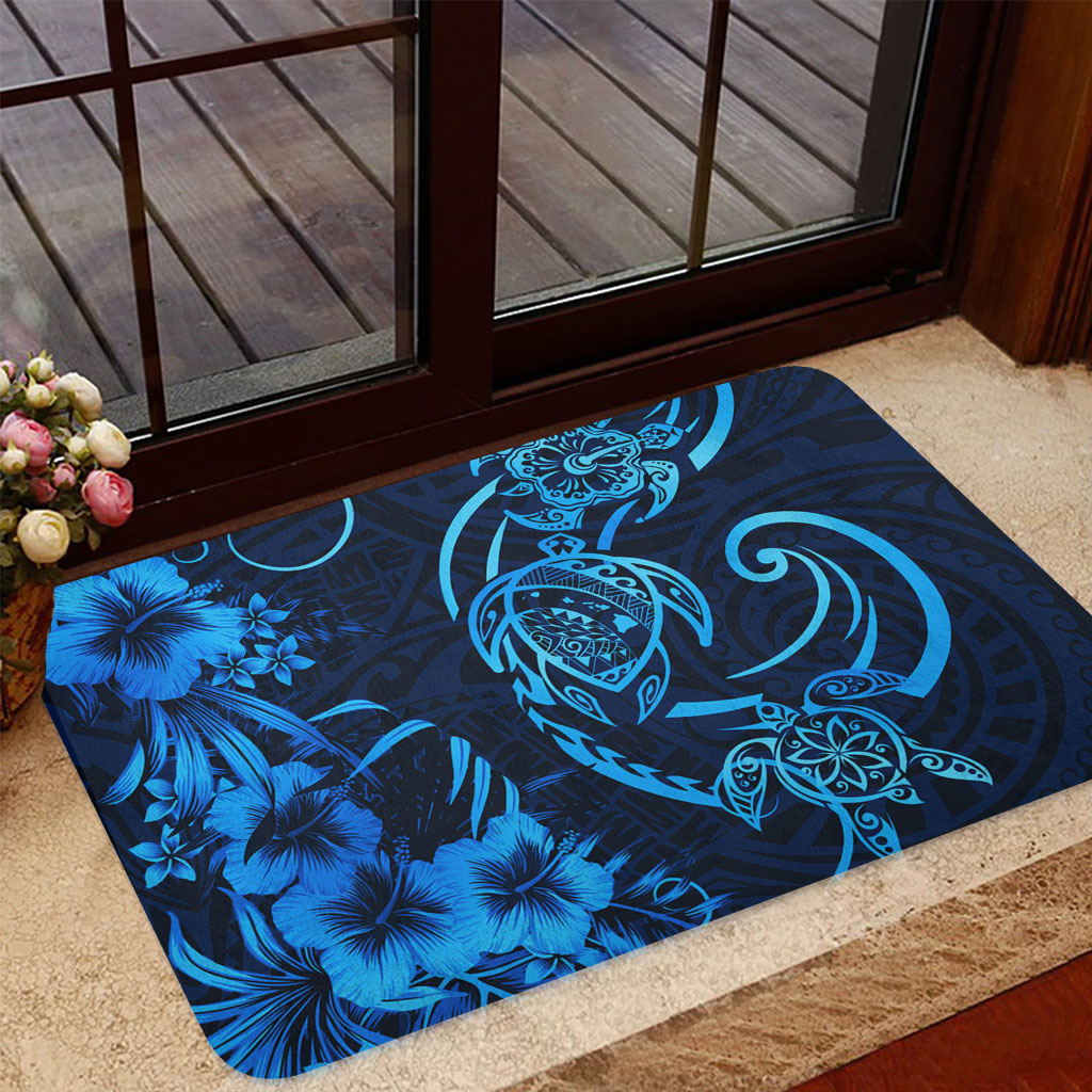 Hawaii Door Mat Hibiscus Flower And Map On The Back Turtle