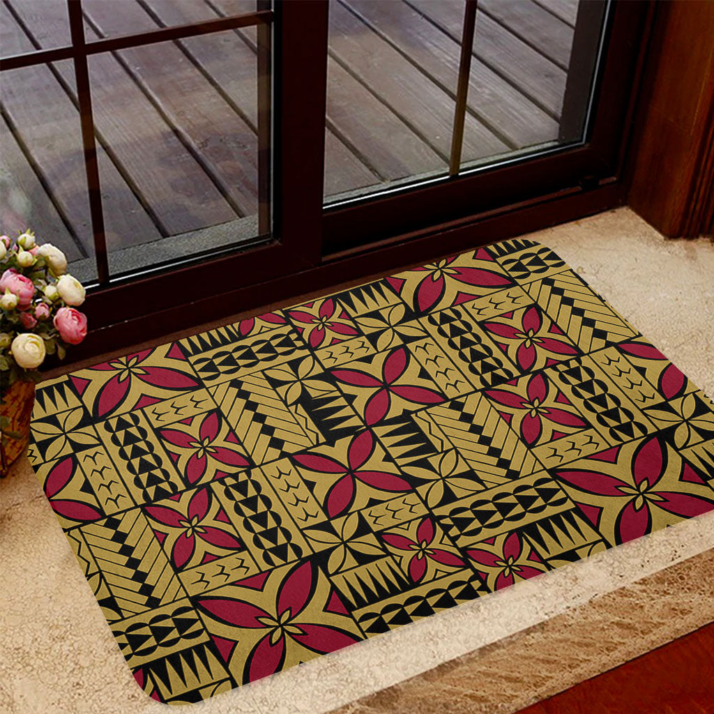 Samoa Door Mat Siapo Design Tribal Pattern Yellow