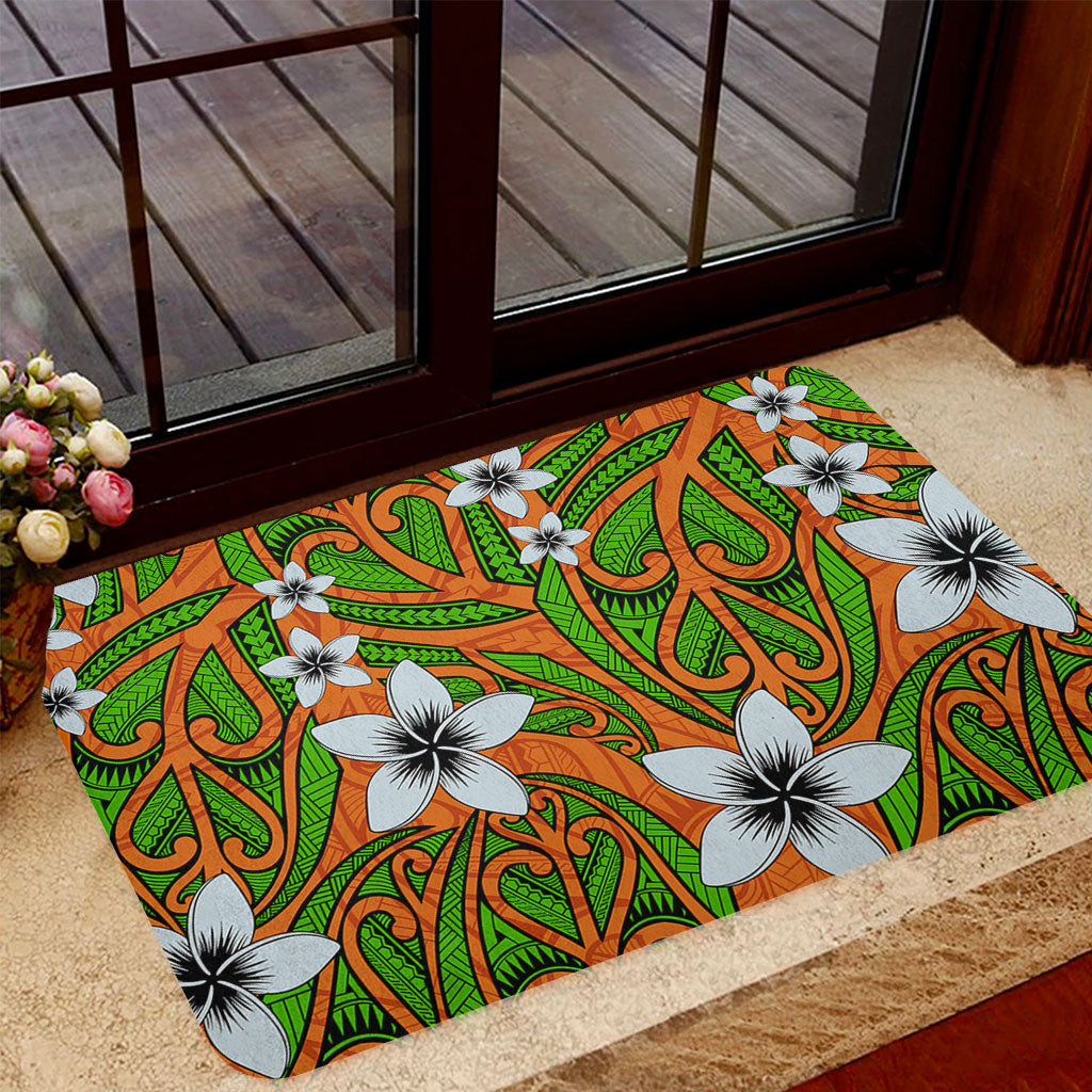 New Zealand Door Mat Maori Pattern Plumeria