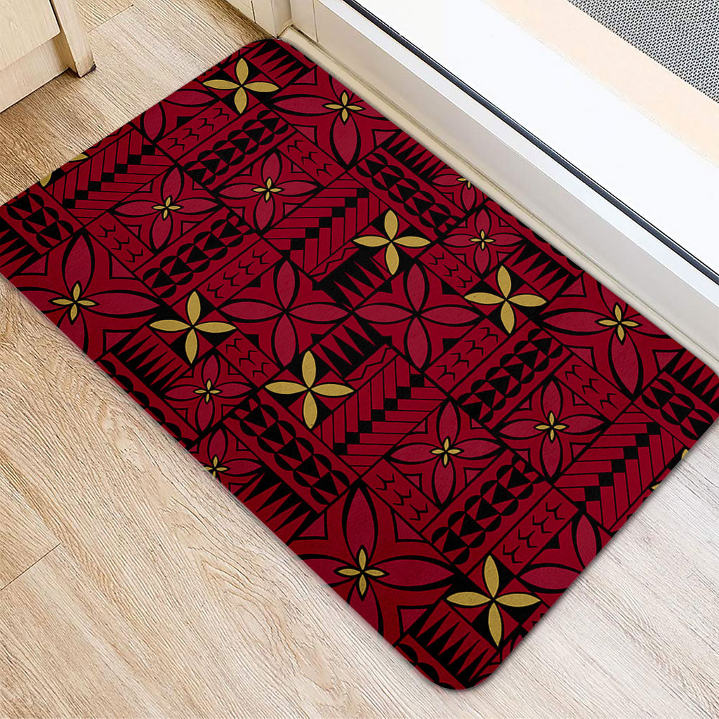 Samoa Door Mat Siapo Design Tribal Pattern Red