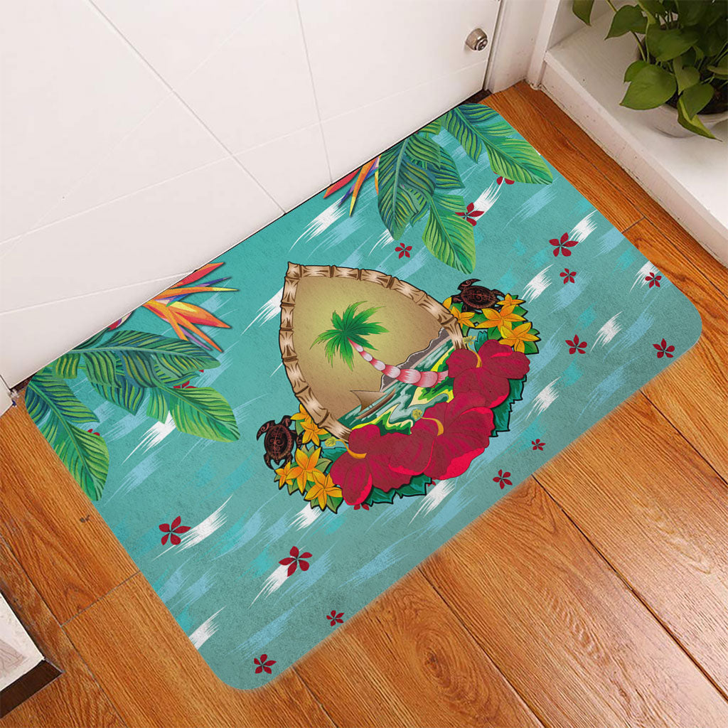 Guam Door Mat Latte Stones Hibiscus