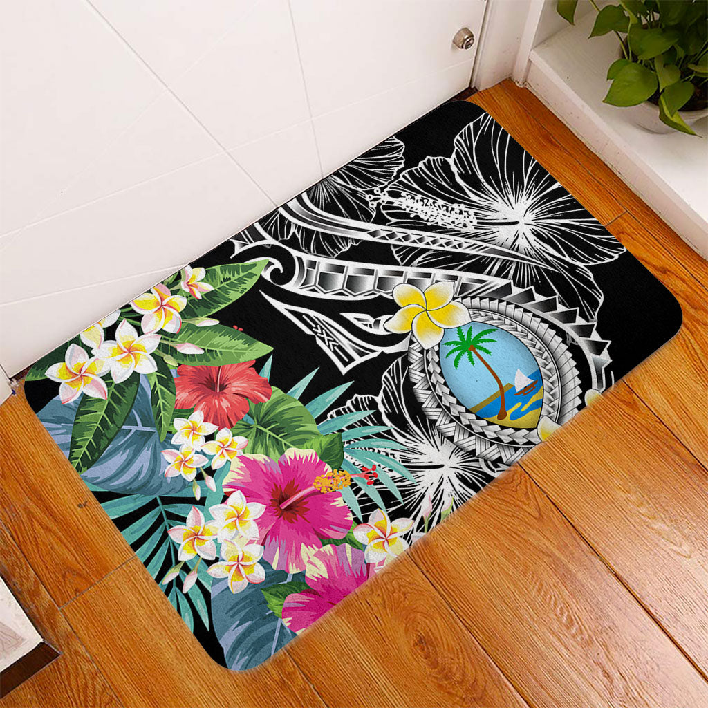 Guam Door Mat Summer Plumeria Tribal Tattoo