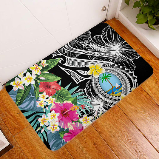 Guam Door Mat Summer Plumeria Tribal Tattoo