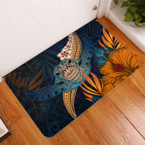 Hawaii Door Mat Turtle Design With Hibiscus Tropical Style