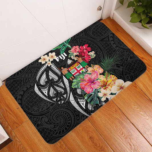 Fiji Door Mat Coat Of Arms Polynesian With Hibiscus