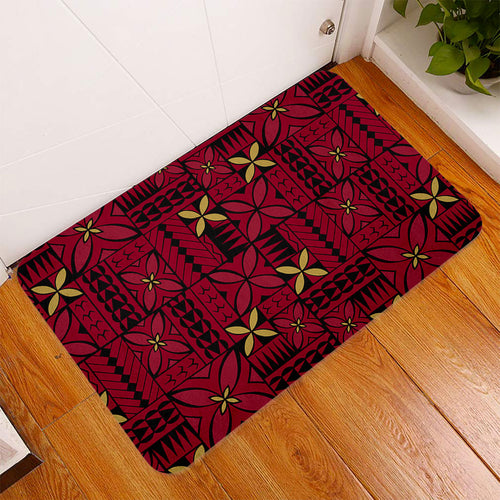 Samoa Door Mat Siapo Design Tribal Pattern Red