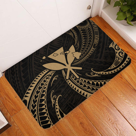 Hawaii Door Mat Kanaka Map Tribal Wave