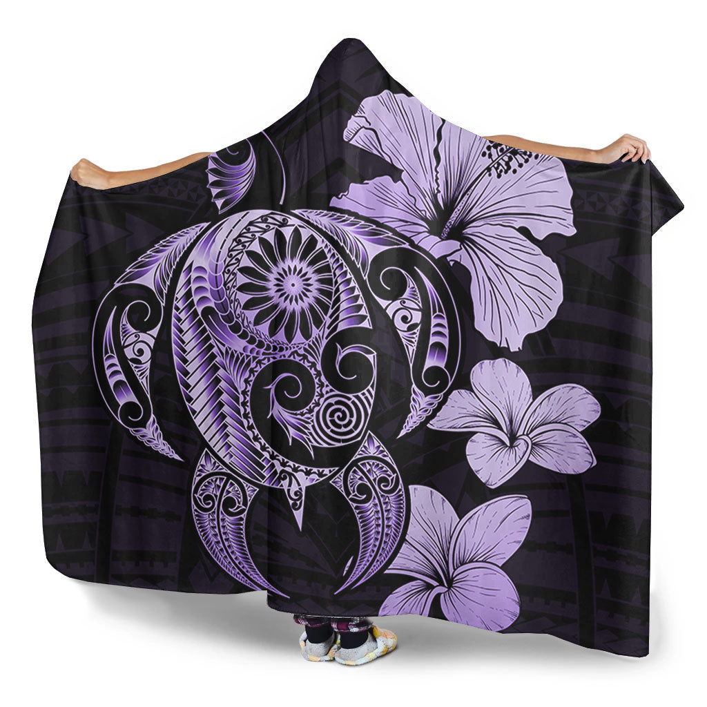 Hawaii Hooded Blanket Hibiscus Plumeria Mix Polynesian Turtle