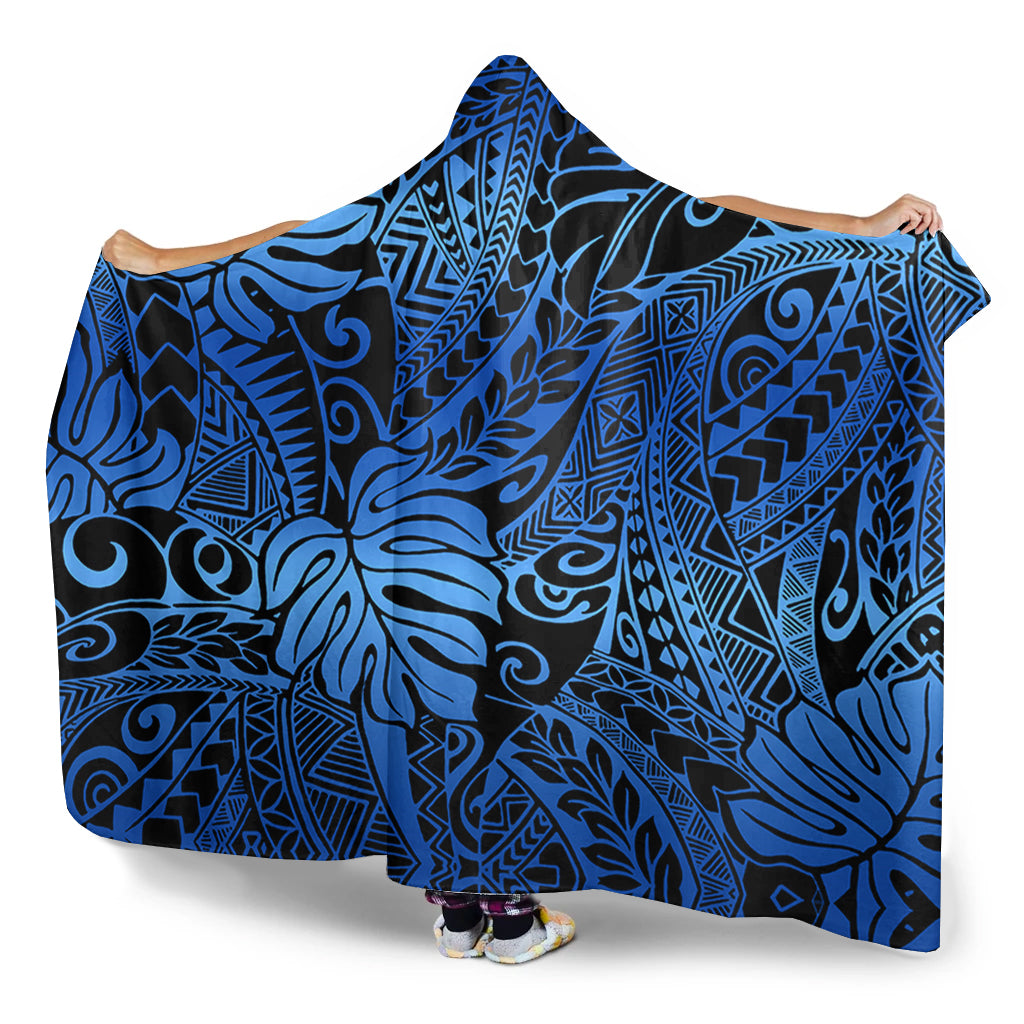 Hawaii Hooded Blanket Tribal Polynesian Pattern Leaf