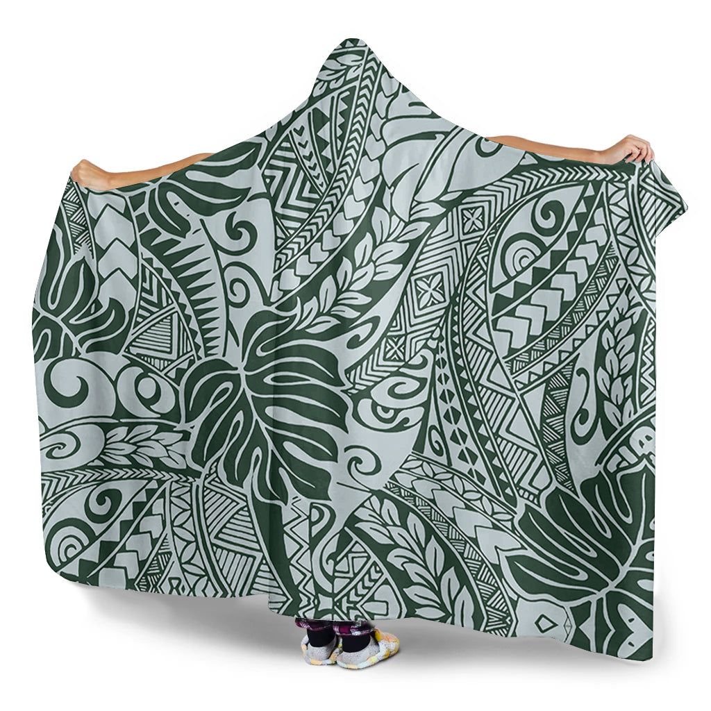 Hawaii Hooded Blanket Tribal Pattern Leaf
