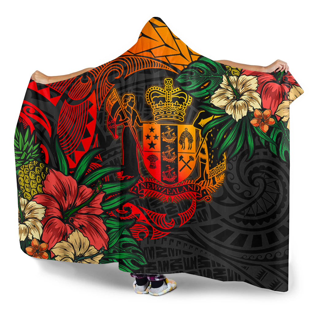 New Zealand Hooded Blanket Polynesian Coat Of Arms Tropical