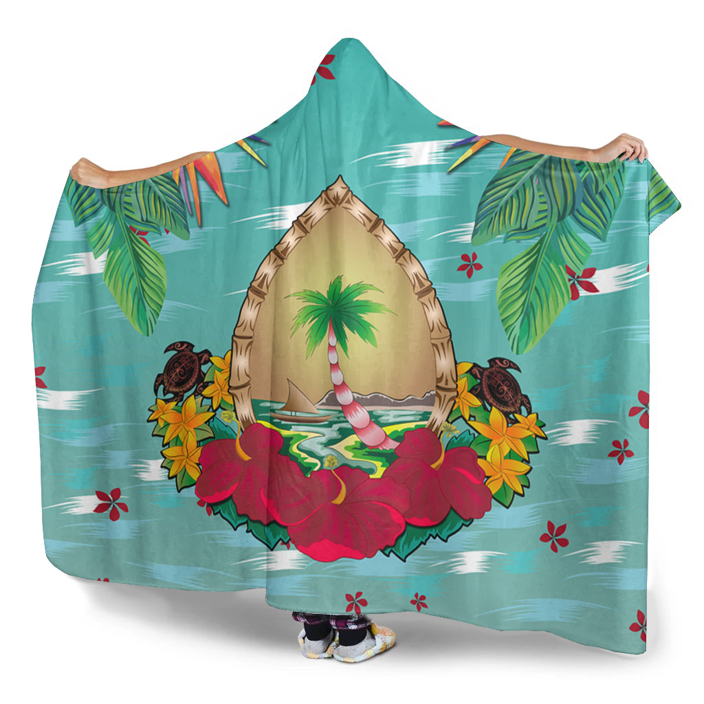 Guam Hooded Blanket Latte Stones Hibiscus