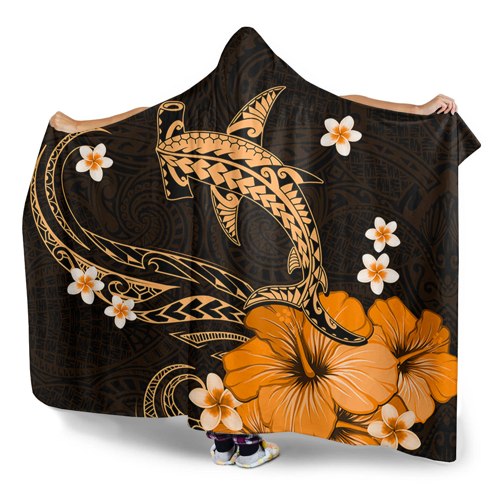 Hawaii Hooded Blanket Shark Polynesia Tribal Tattoo