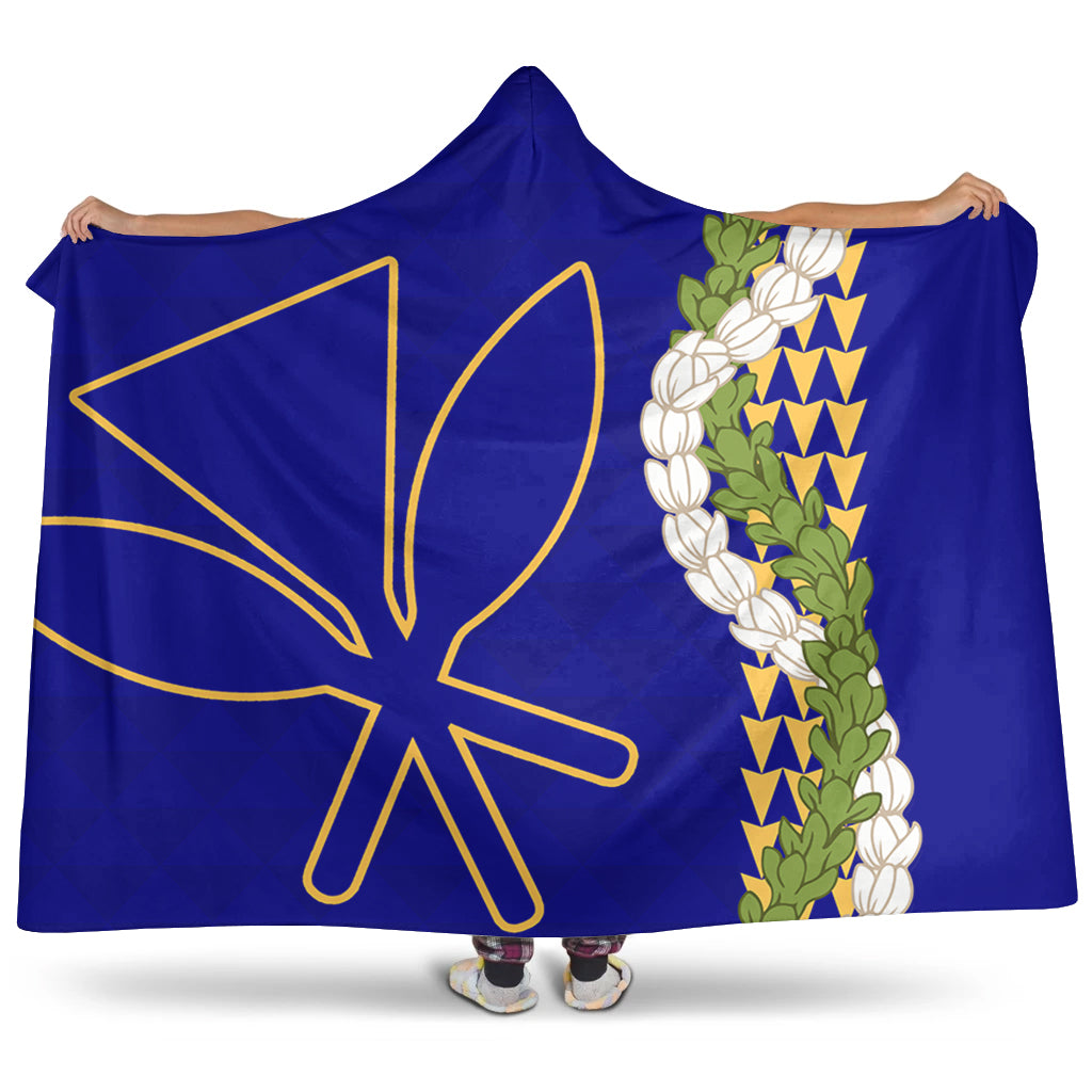 Hawaii Hooded Blanket Kanaka Maoli Puakenikeni Maile Flower Lei