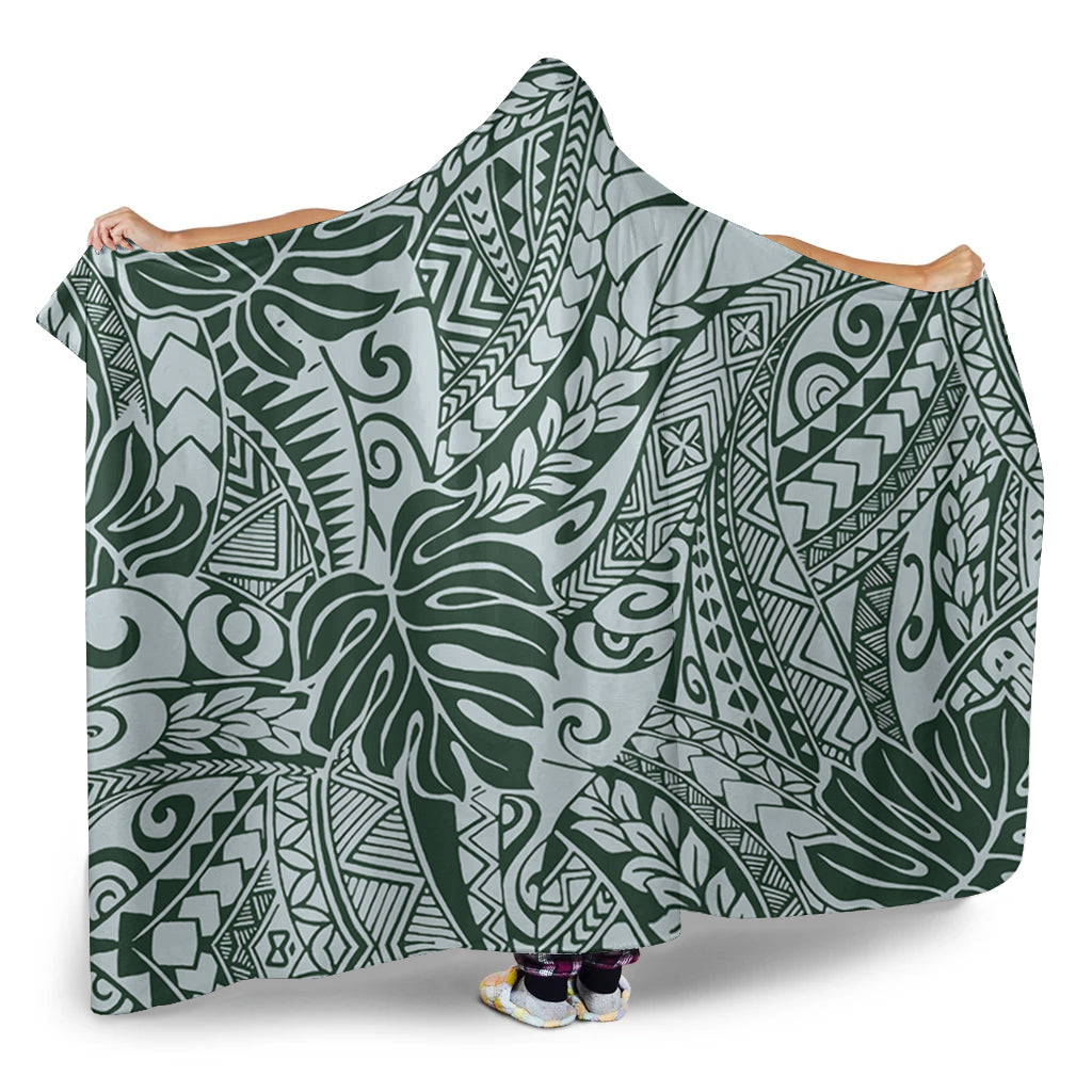 Hawaii Hooded Blanket Tribal Pattern Leaf