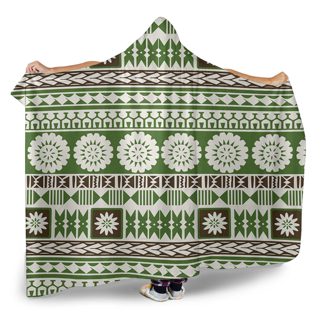 Fiji Hooded Blanket Tapa Pattern