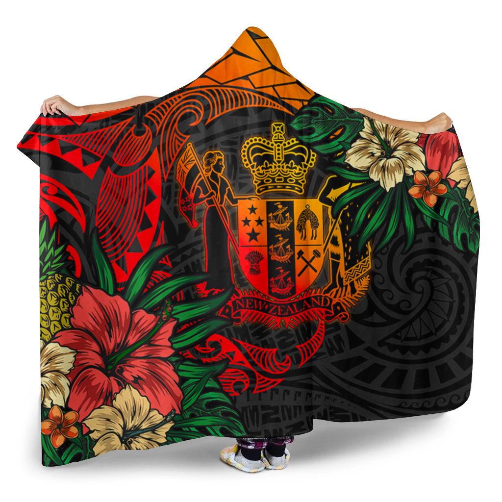 New Zealand Hooded Blanket Polynesian Coat Of Arms Tropical