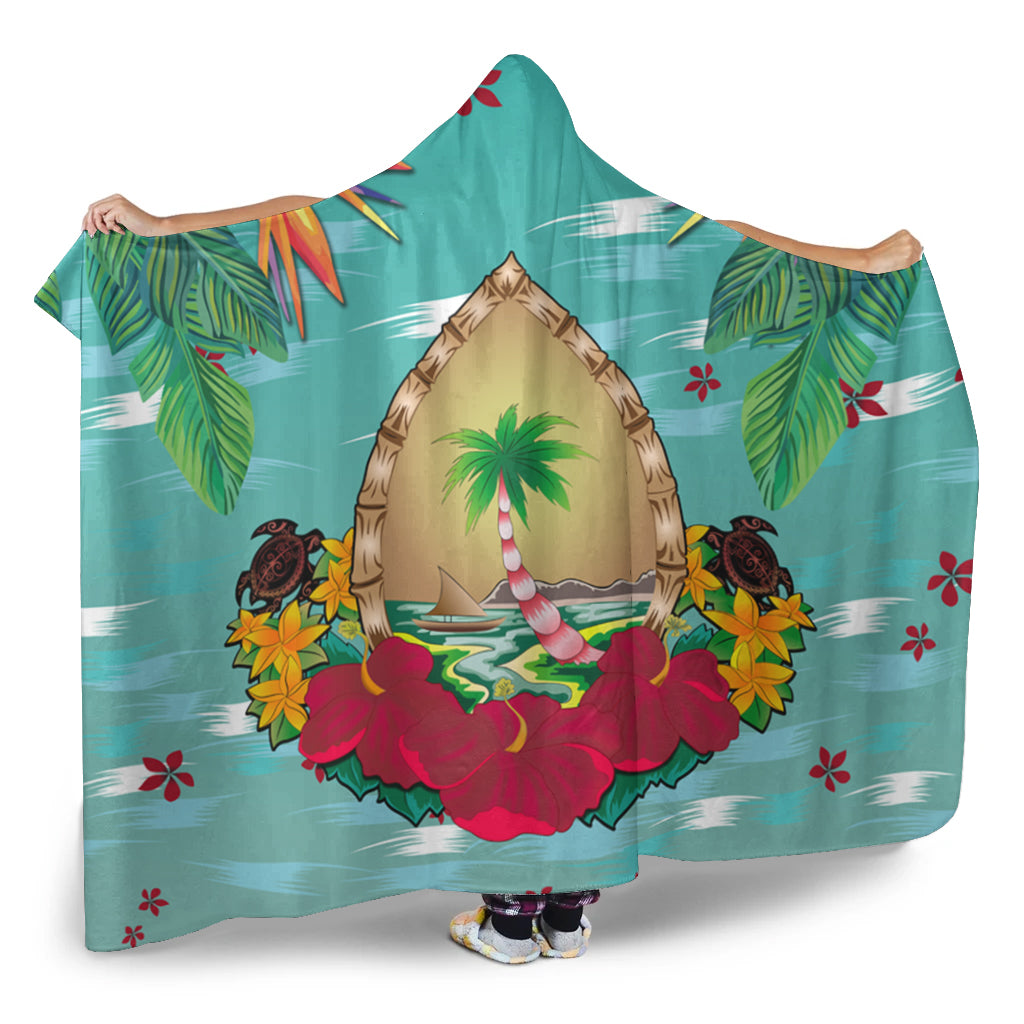 Guam Hooded Blanket Latte Stones Hibiscus