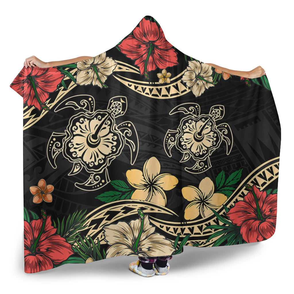 Hawaii Hooded Blanket Hawaiian Map Turtle Drawing Tattoo