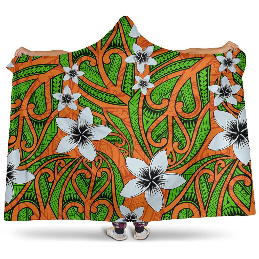 New Zealand Hooded Blanket Maori Pattern Plumeria
