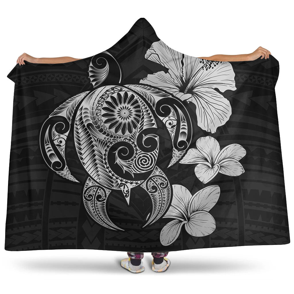 Hawaii Hooded Blanket Hibiscus Plumeria Mix Polynesian Turtle