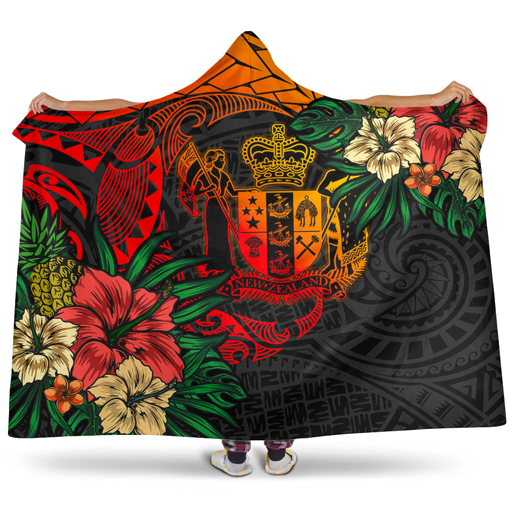New Zealand Hooded Blanket Polynesian Coat Of Arms Tropical
