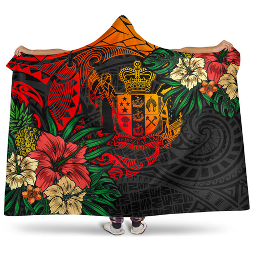 New Zealand Hooded Blanket Polynesian Coat Of Arms Tropical