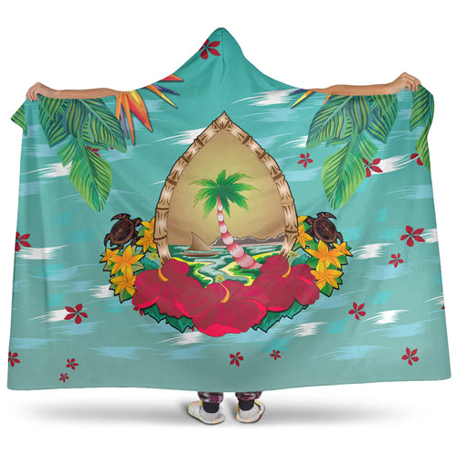 Guam Hooded Blanket Latte Stones Hibiscus