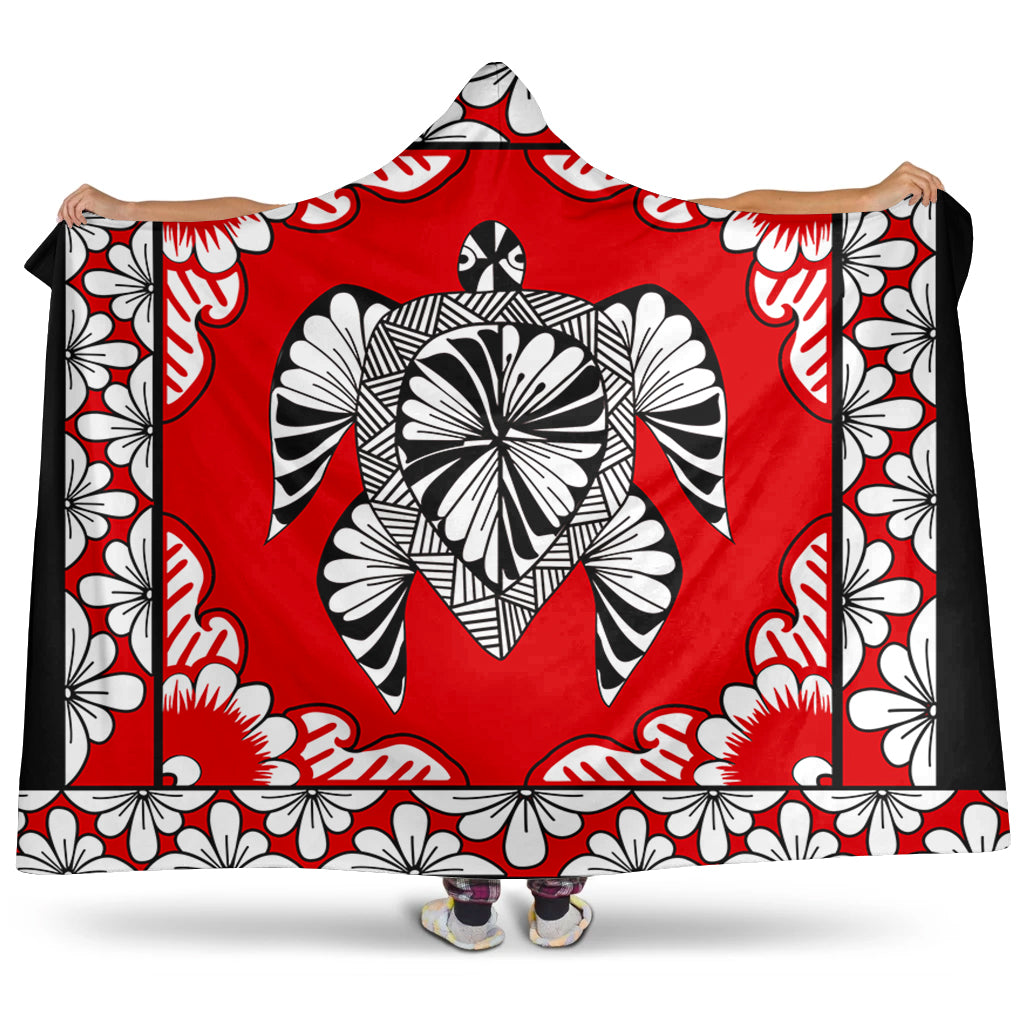 Tonga Hooded Blanket Tapa Turtle Design