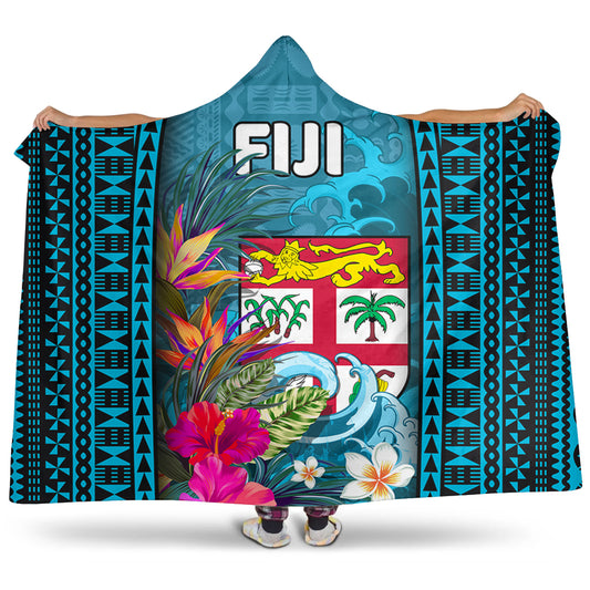 Fiji Hooded Blanket Bula Islands Wave Tropical