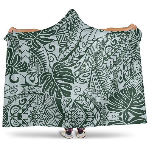 Hawaii Hooded Blanket Tribal Pattern Leaf