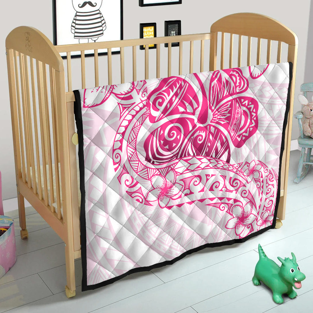 Hawaii Premium Quilt Pink Hibiscus And Plumeria Flowers Polynesian Decor