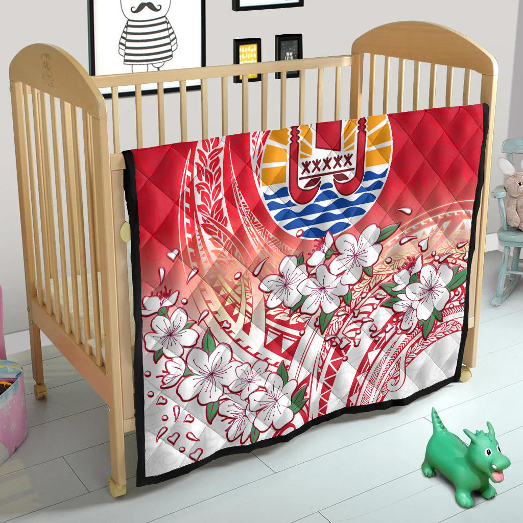 Tahiti Premium Quilt Polynesian Pattern Style White Flowers