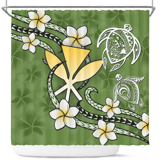 Hawaii Shower Curtain Kanaka And Turtle Map Plumeria Polynesia