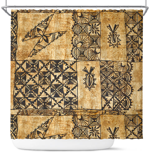 Tonga Shower Curtain Tapa Cloth Vintage