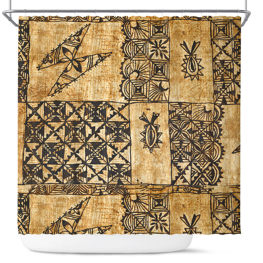 Tonga Shower Curtain Tapa Cloth Vintage
