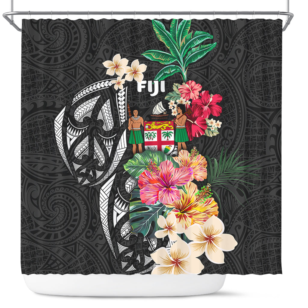 Fiji Shower Curtain Coat Of Arms Polynesian With Hibiscus