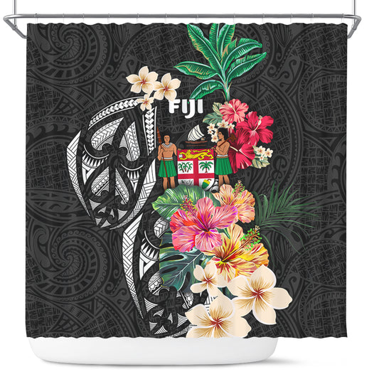 Fiji Shower Curtain Coat Of Arms Polynesian With Hibiscus